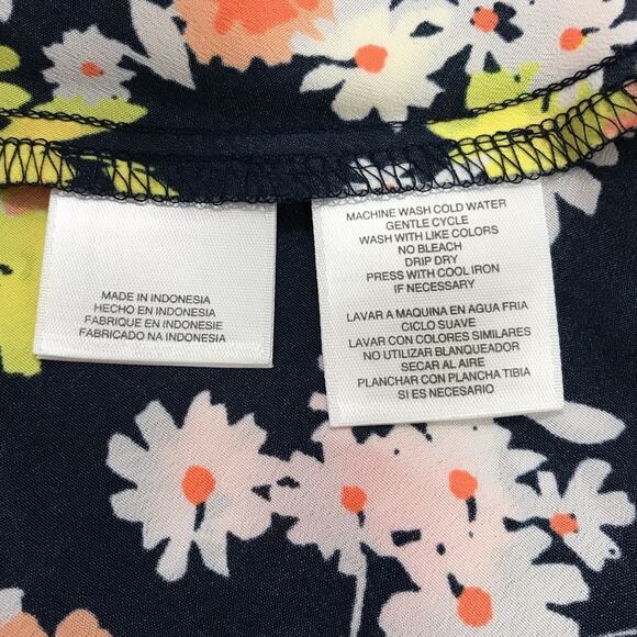 Jones New York Pink & Yellow Daisy Print Round Neck 3/4 Sleeves Top 2X - Picture 4 of 5